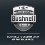 Tour V5 laser rangefinder by Bushnell Golf graphic of #1 rangefinder in golf, used by 99.3% of PGA tour pros.