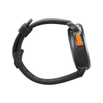 Right side view Bushnell Golf iON Edge GPS watch in black on transparent background. 